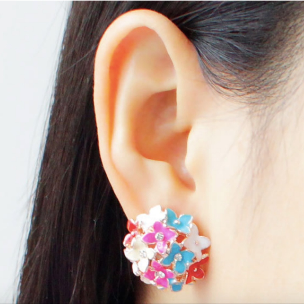 New 925 Four Leaf Flower Diamond Studs earrings - Picture 7 of 8